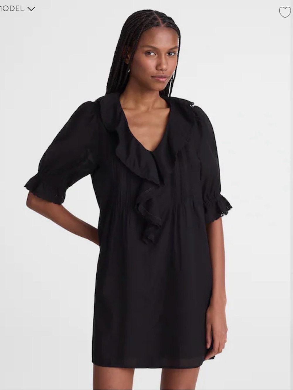 Madewell Black Ruffle V-Neck Dress NWT